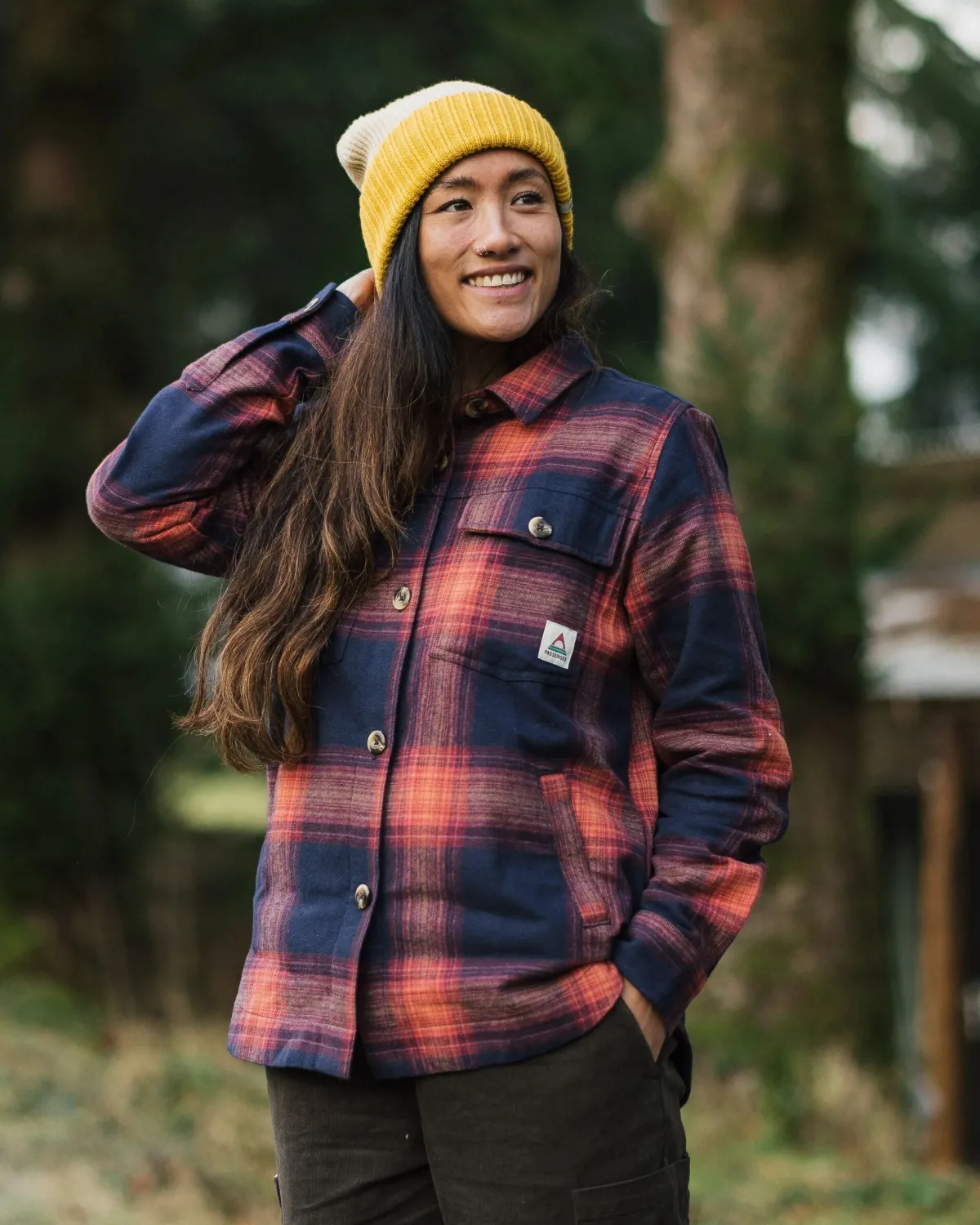 Shirts|Shirts|Passenger Stella Organic Cotton Long Sleeve Shirt - Rich Navy/ Red Ochre Check RichNavy/RedOchreCheck