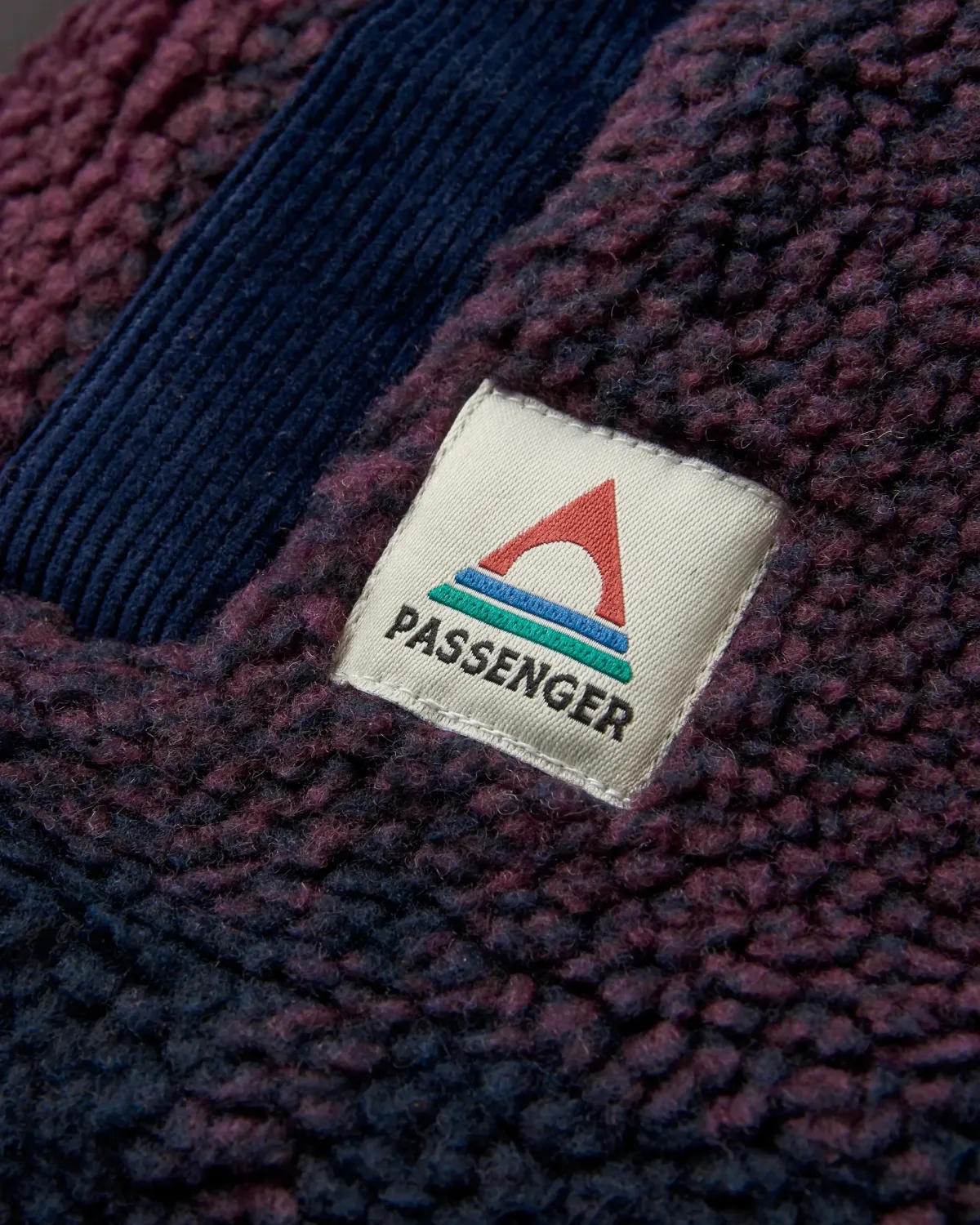 Fleece|Fleece|Passenger Tawny Recycled Deep-Pile Sherpa Jacket - Deep Plum/Deep Navy Check DeepPlum/DeepNavyCheck
