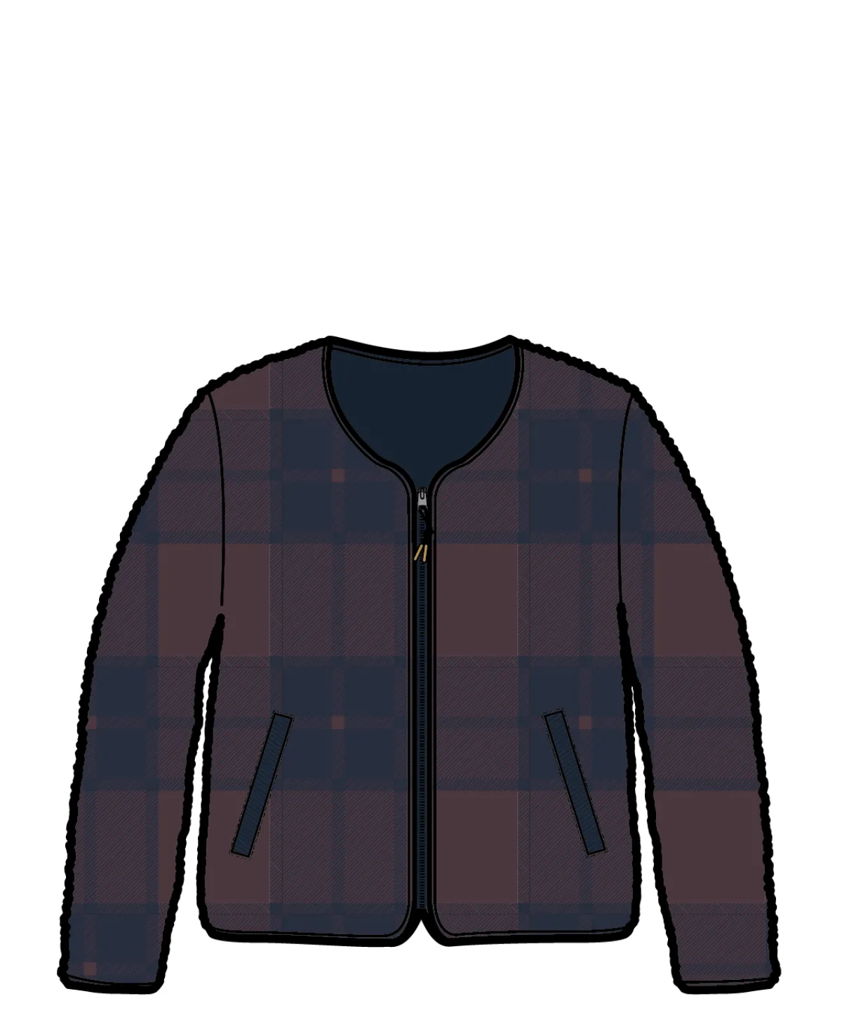 Fleece|Fleece|Passenger Tawny Recycled Deep-Pile Sherpa Jacket - Deep Plum/Deep Navy Check DeepPlum/DeepNavyCheck