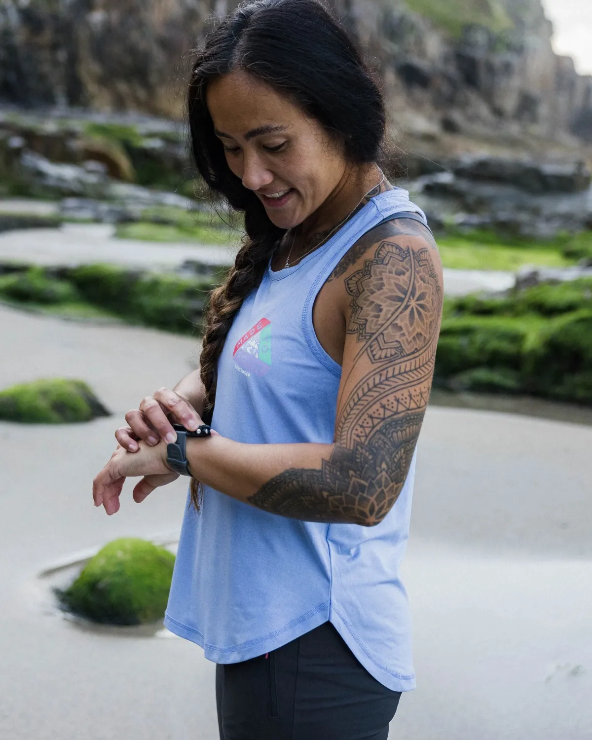 Tops|Tank Tops|Passenger Twist Recycled Marl Active Tank Top - Cornflower Marl CornflowerMarl
