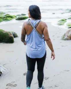 Tops|Tank Tops|Passenger Twist Recycled Marl Active Tank Top - Cornflower Marl CornflowerMarl