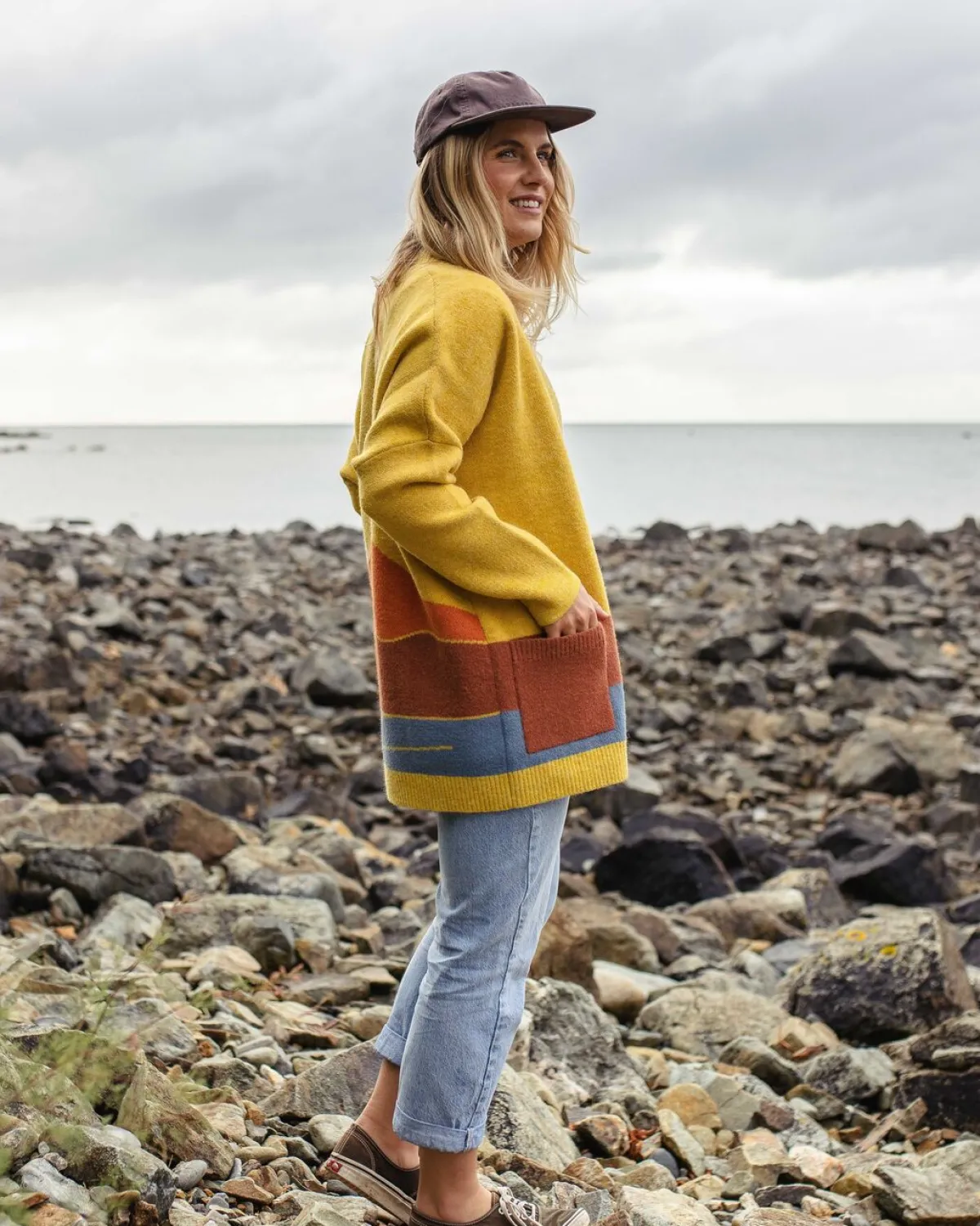 Knitwear|Sweaters|Passenger Vista Recycled Knitted Sweater - Amber Gold AmberGold