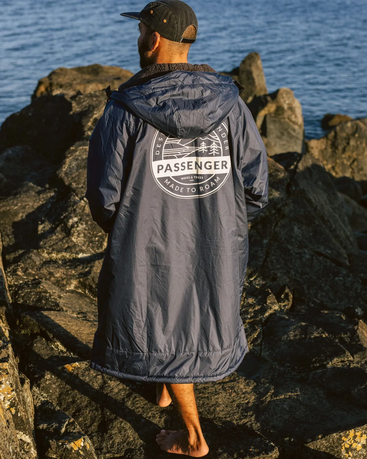 Surf Accessories|Surf Accessories|Passenger Waves Recycled Sherpa Lined Changing Robe - Rich Navy RichNavy