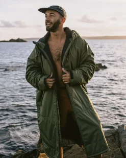 Changing Robes & Surf Ponchos|Changing Robes & Surf Ponchos|Passenger Waves Recycled Sherpa Lined Changing Robe - Khaki Green KhakiGreen