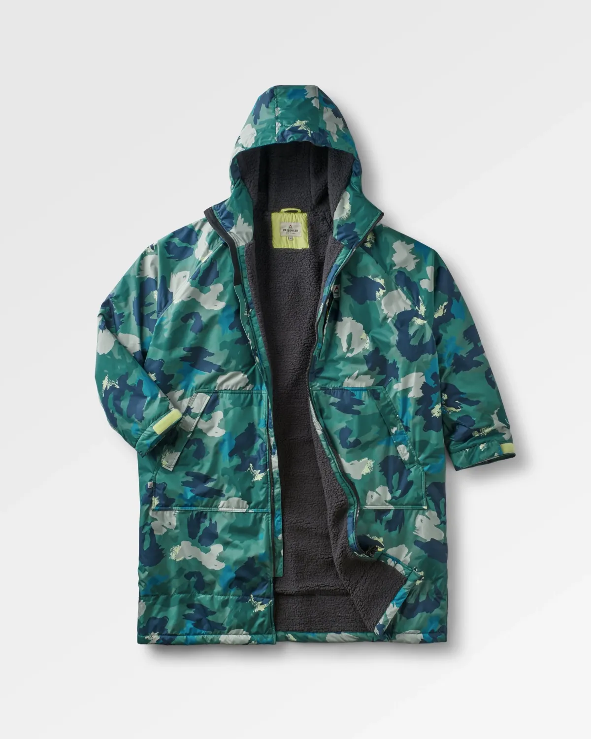 Changing Robes & Surf Ponchos|Changing Robes & Surf Ponchos|Passenger Waves Recycled Sherpa Lined Changing Robe - Alpine Camo Rain Forest AlpineCamoRainForest