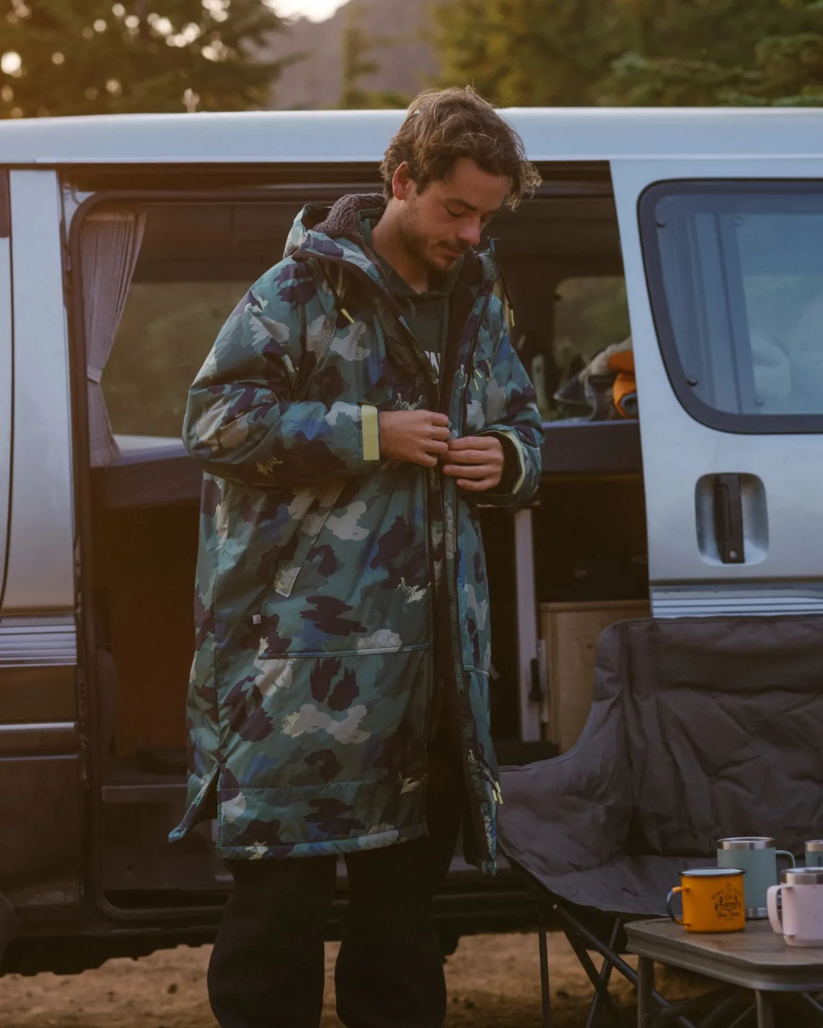 Changing Robes & Surf Ponchos|Changing Robes & Surf Ponchos|Passenger Waves Recycled Sherpa Lined Changing Robe - Alpine Camo Rain Forest AlpineCamoRainForest
