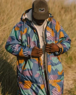 Surf Accessories|Surf Accessories|Passenger Waves Recycled Sherpa Lined Changing Robe - Deep Blue Camo Pattern DeepBlueCamoPattern