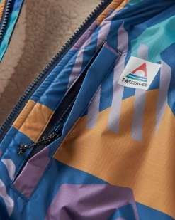 Surf Accessories|Surf Accessories|Passenger Waves Recycled Sherpa Lined Changing Robe - Deep Blue Camo Pattern DeepBlueCamoPattern