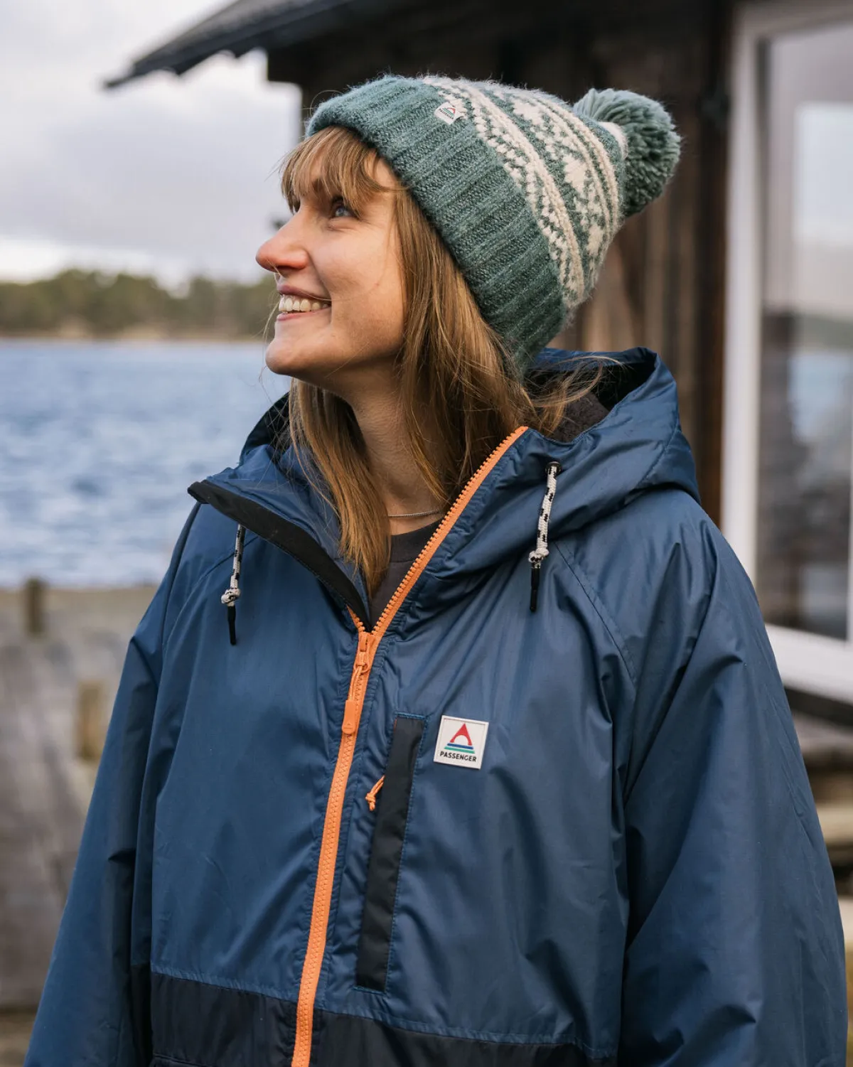 Accessories|Surf Accessories|Passenger Waves Recycled Sherpa-Lined Changing Robe - Dark Denim/ Deep Navy DarkDenim/DeepNavy