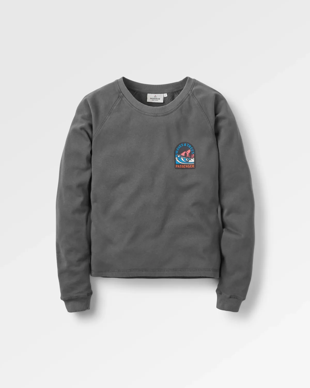Sweatshirts|Hoodies & Sweatshirts|Passenger Waves u0026 Trees Recycled Cotton Long Sleeve Sweatshirt - Charcoal