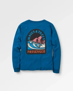 T-Shirts & Tank Tops|Passenger Waves u0026 Trees Recycled Cotton Long Sleeve T-Shirt - Tidal Blue TidalBlue