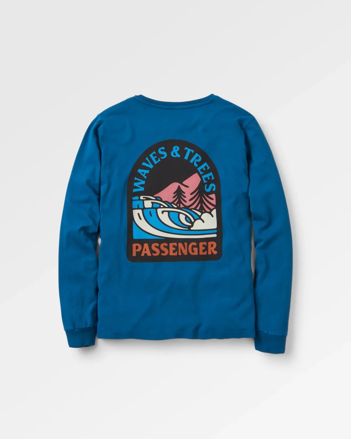 T-Shirts & Tank Tops|Passenger Waves u0026 Trees Recycled Cotton Long Sleeve T-Shirt - Tidal Blue TidalBlue