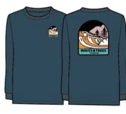 T-Shirts & Tank Tops|Passenger Waves u0026 Trees Recycled Cotton Long Sleeve T-Shirt - Tidal Blue TidalBlue