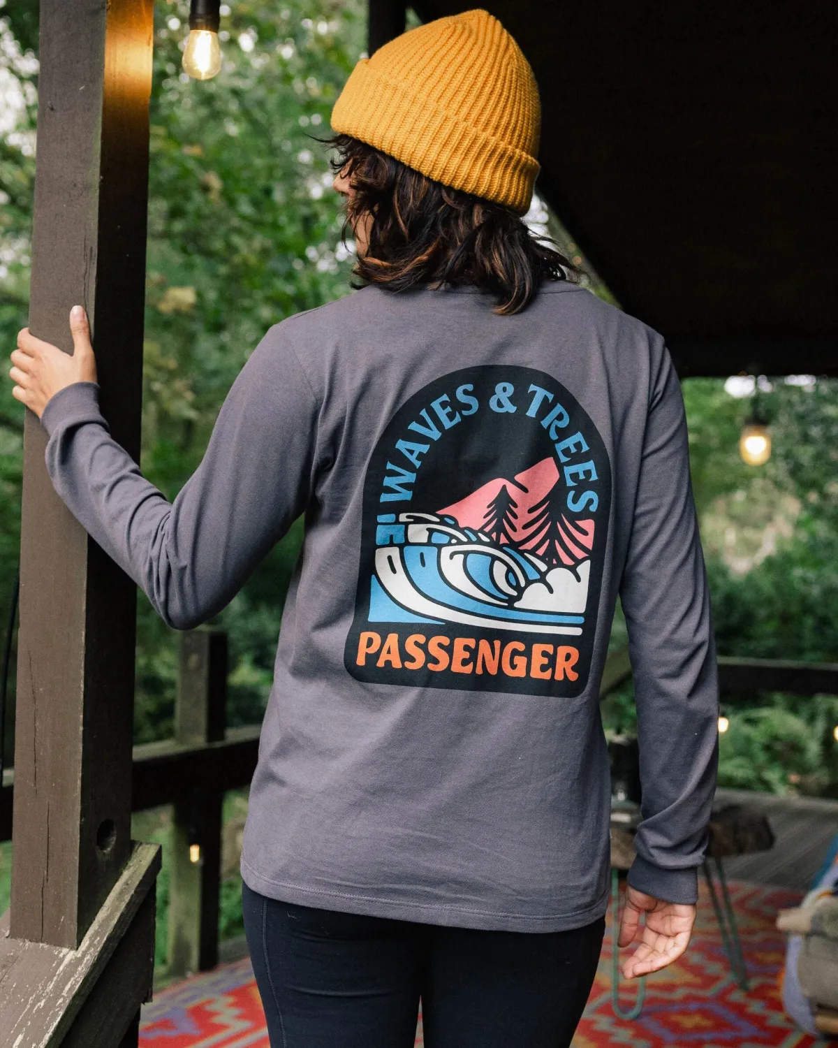 T-Shirts & Tank Tops|Passenger Waves u0026 Trees Recycled Long Sleeve T-Shirt - Charcoal