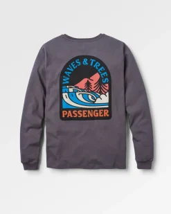 T-Shirts & Tank Tops|Passenger Waves u0026 Trees Recycled Long Sleeve T-Shirt - Charcoal
