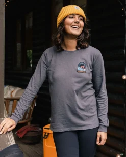 T-Shirts & Tank Tops|Passenger Waves u0026 Trees Recycled Long Sleeve T-Shirt - Charcoal