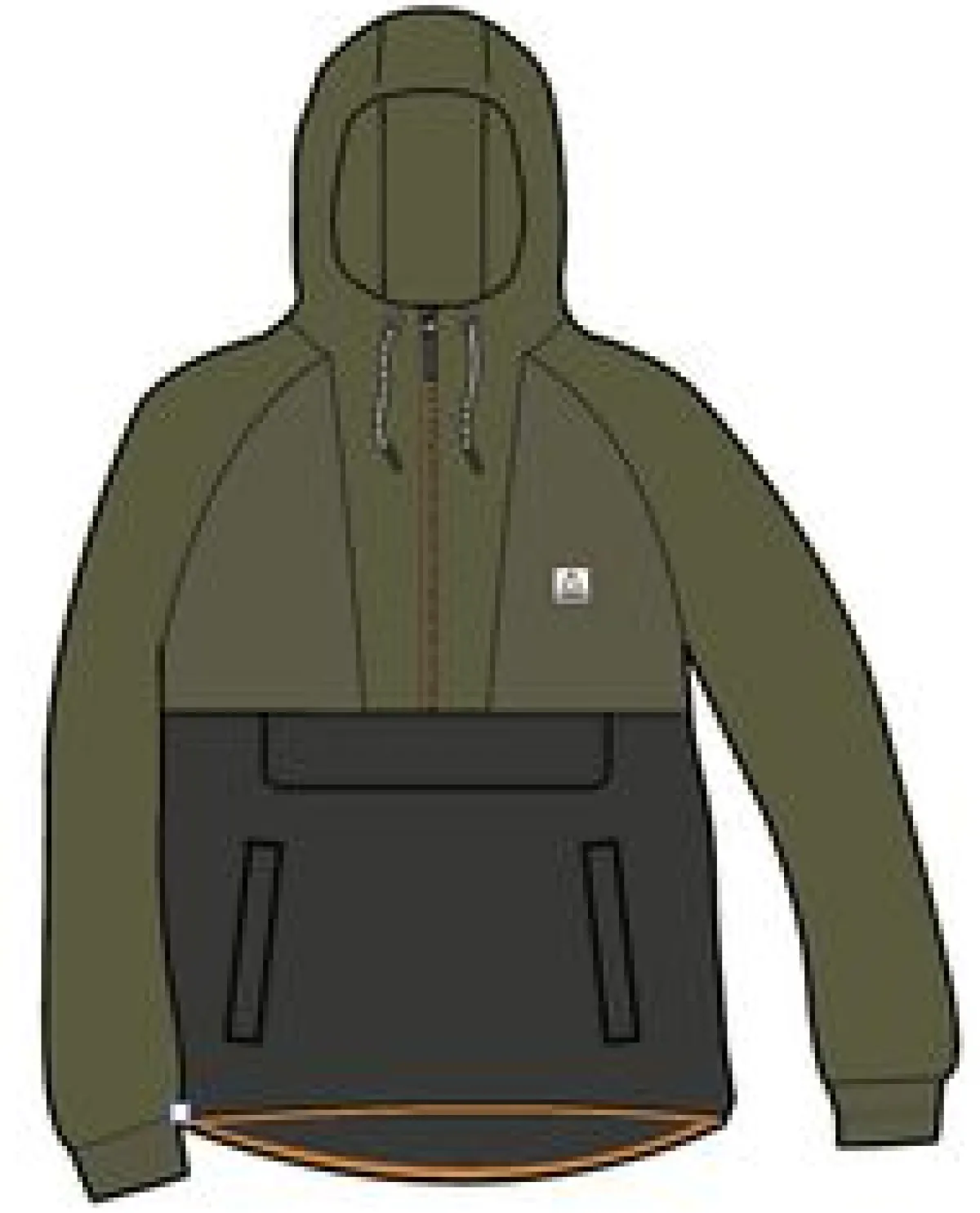 Fleece|Fleece|Passenger Woodland Hooded Half Zip Recycled Polar Fleece - True Black/ Khaki Green TrueBlack/KhakiGreen