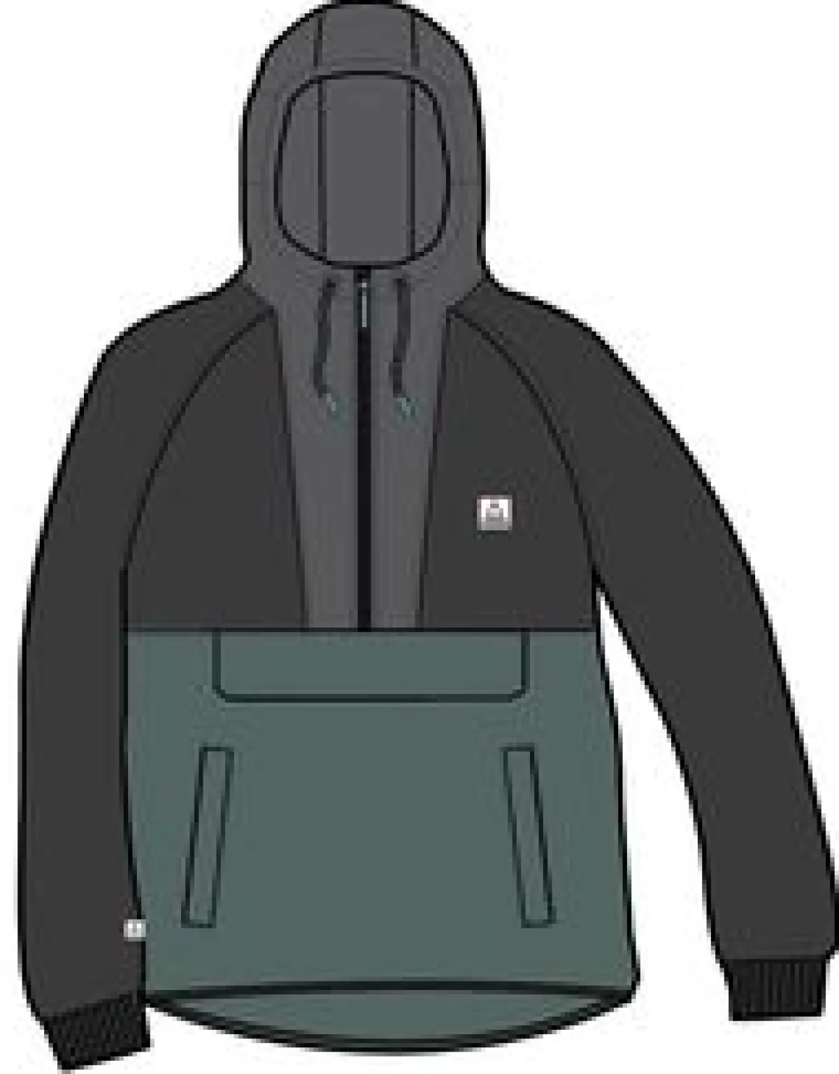 Fleece|Fleece|Passenger Woodland Hooded Half Zip Recycled Polar Fleece - Black/ Dark Forest Black/DarkForest