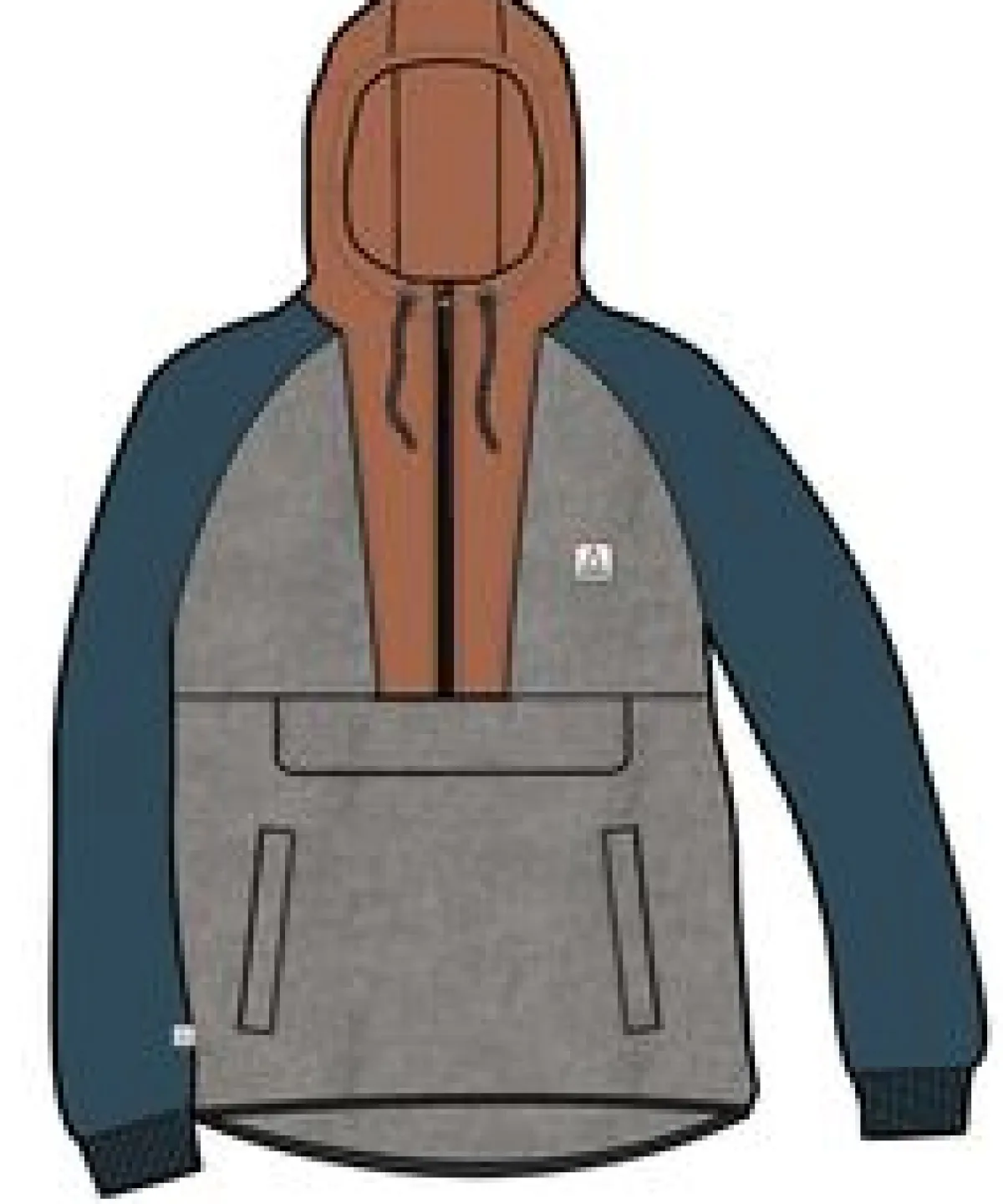 Fleece|Fleece|Passenger Woodland Hooded Half Zip Recycled Polar Fleece - Grey Marl/ Tidal Blue GreyMarl/TidalBlue