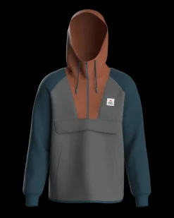 Fleece|Fleece|Passenger Woodland Hooded Half Zip Recycled Polar Fleece - Grey Marl/ Tidal Blue GreyMarl/TidalBlue