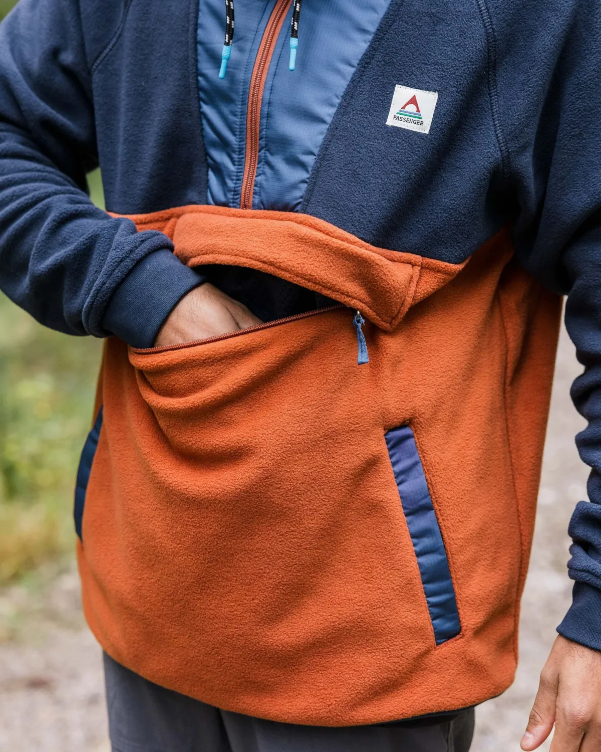 Fleece|Fleece|Passenger Woodland Hooded Half-Zip Polar Fleece - Deep Navy/Baked Clay DeepNavy/BakedClay